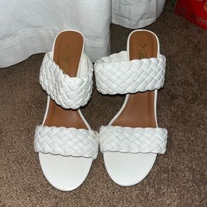 White chunky heel sandals